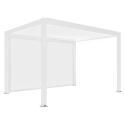 Pergola bioclimatica addossata 4x3m motorizzata/illuminata in alluminio bianco con 1, 2 o 3 tende