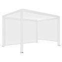 Pergola bioclimatica addossata 4x3m motorizzata/illuminata in alluminio bianco con 1, 2 o 3 tende