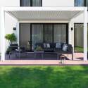 Pergola bioclimatica addossata 4x3m motorizzata/illuminata in alluminio bianco con 1, 2 o 3 tende