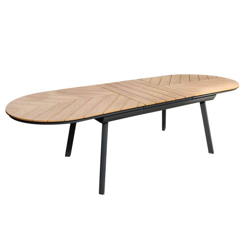 Tavolo da giardino allungabile rettangolare (220/280 x 100 x 76 cm) in alluminio e polywood 
