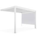 Pergola bioclimatica addossata 4x3m in alluminio bianco con 1, 2 o 3 tende