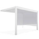 Pergola bioclimatica addossata 4x3m in alluminio bianco con 1, 2 o 3 tende