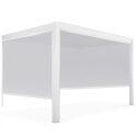 Pergola bioclimatica addossata 4x3m in alluminio bianco con 1, 2 o 3 tende