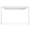 Pergola bioclimatica addossata 4x3m in alluminio bianco con 1, 2 o 3 tende