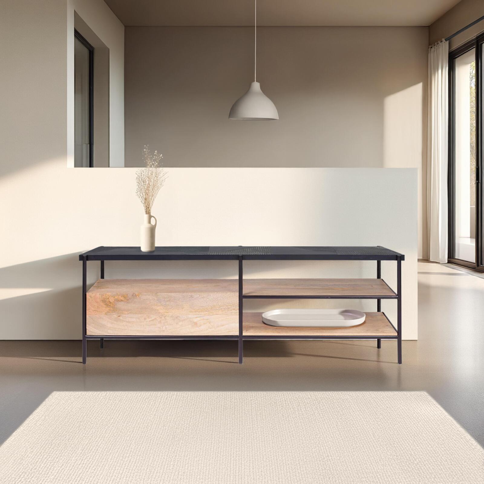 Mobile TV da 150 cm in marmo massiccio e mango