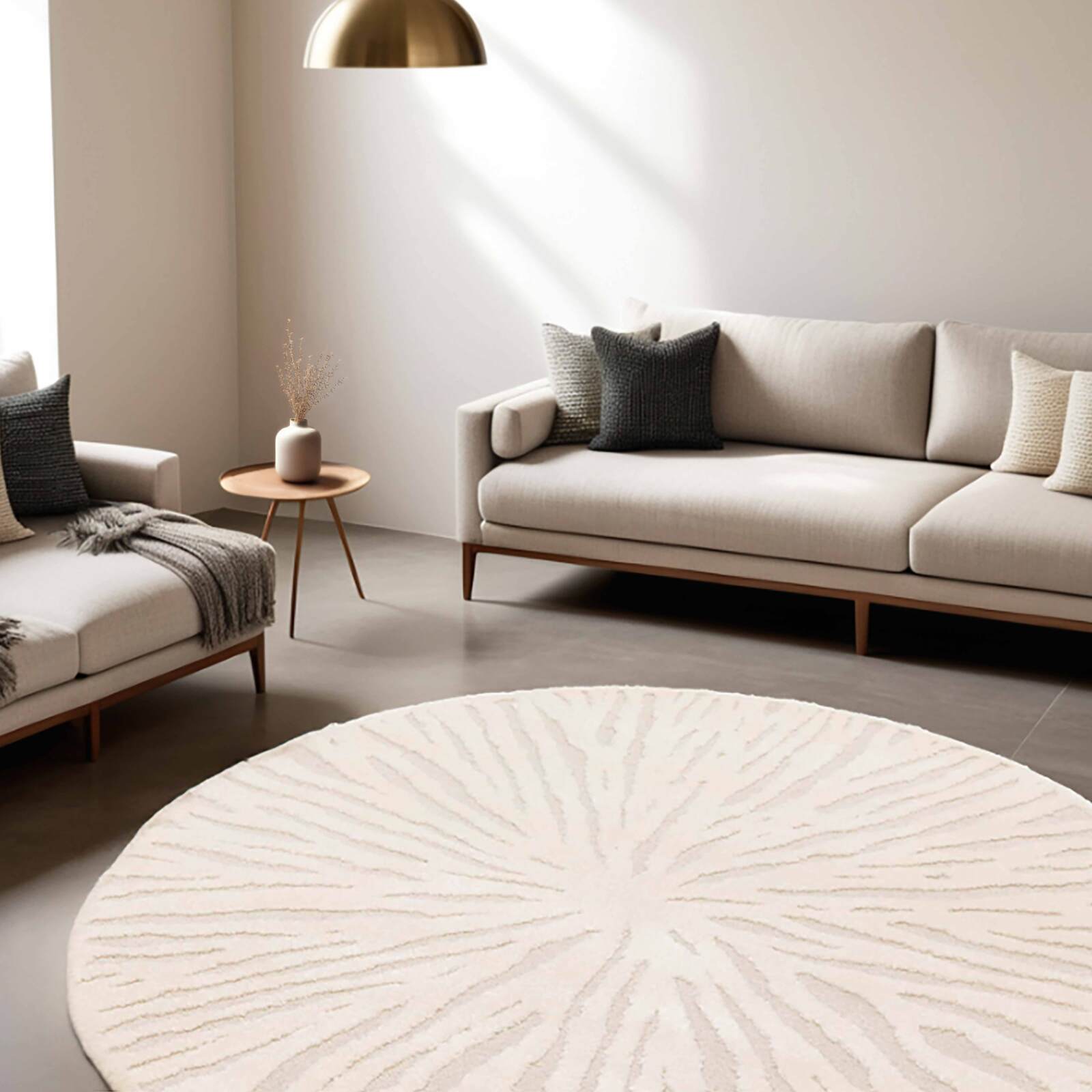 Tappeto shaggy rotondo in poliestere e polipropilene