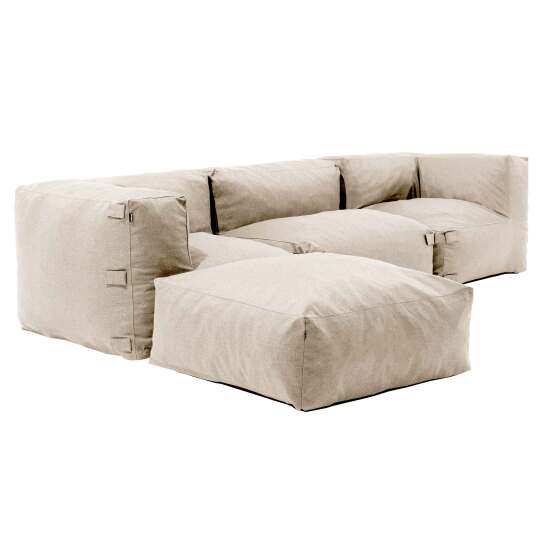 Divano angolare modulare con 1 poltrona, 2 poltrone angolari e 1 pouf | Oviala