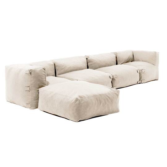 Divano modulare con 2 poltrone, 2 poltrone angolari e 1 pouf | Oviala