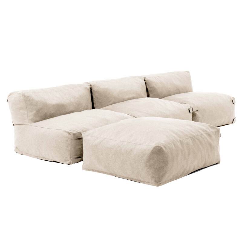 Divano modulare da esterno con 3 poltrone e 1 pouf