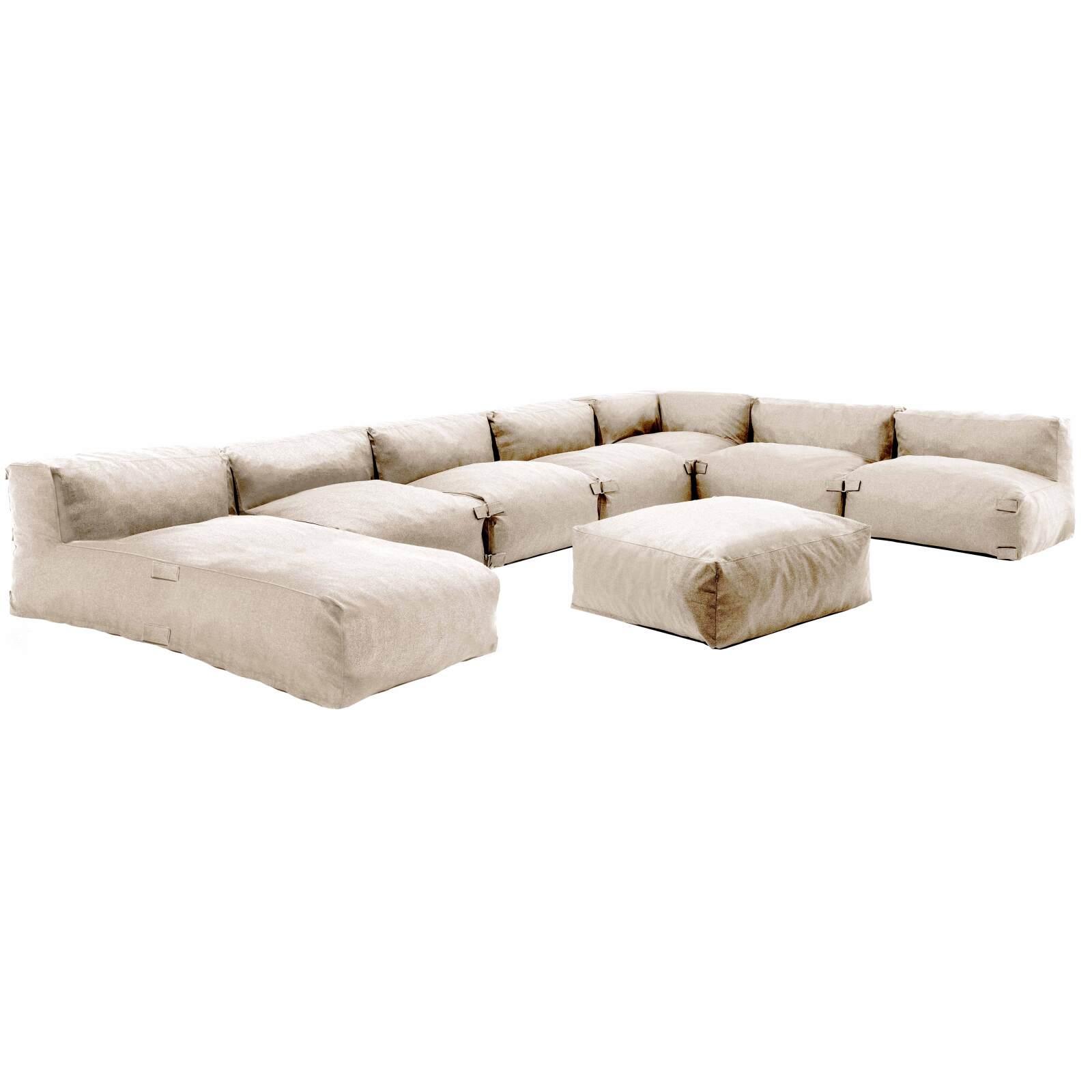 Divano modulare da esterno con 5 poltrone, 1 poltrona angolare, 1 chaise longue e 1 pouf