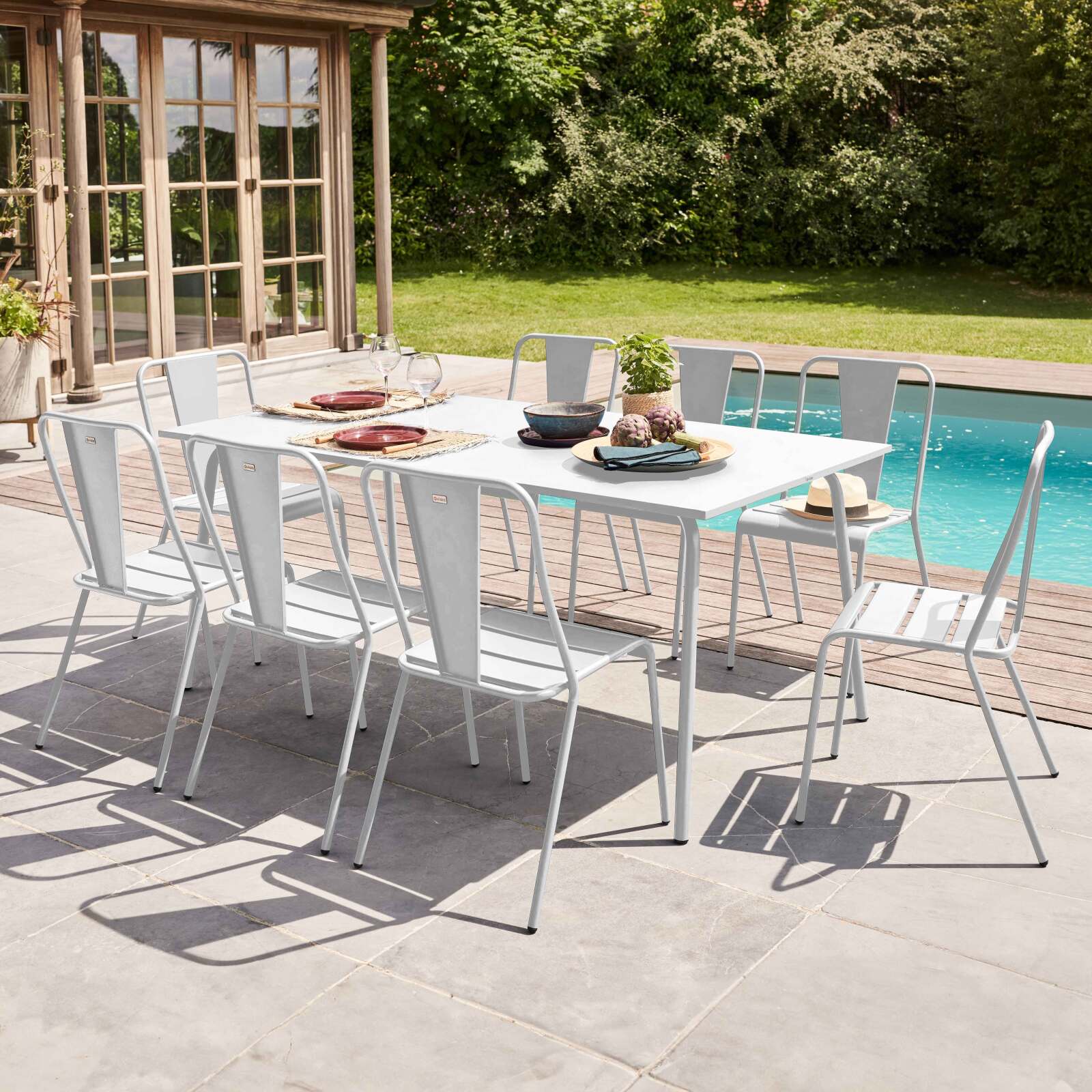 Tavolo da giardino (180 x 90 x 72 cm) in metallo di design