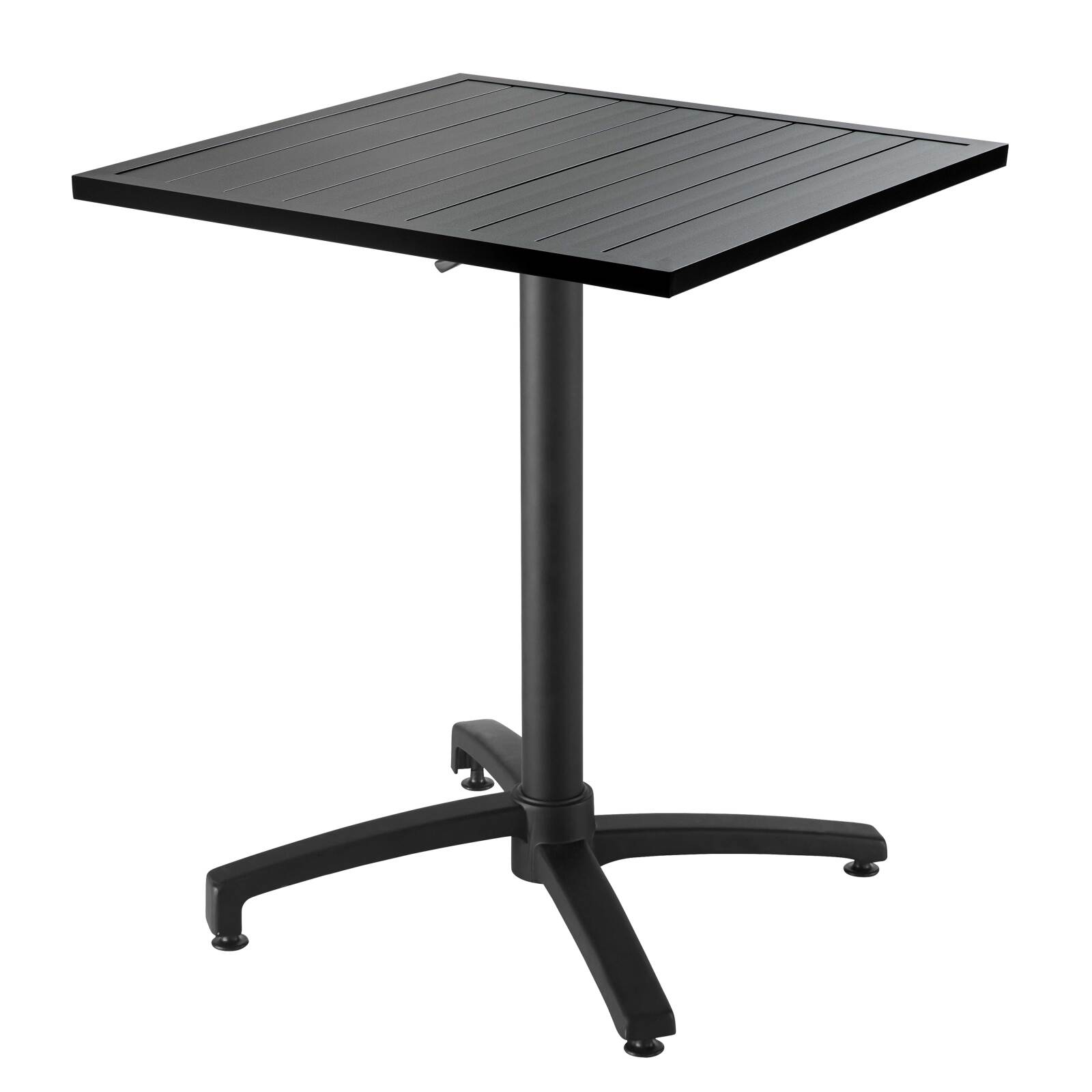 Tavolo da giardino quadrato 70 x 70 cm e 2 sedie con braccioli in alluminio e resina intrecciata