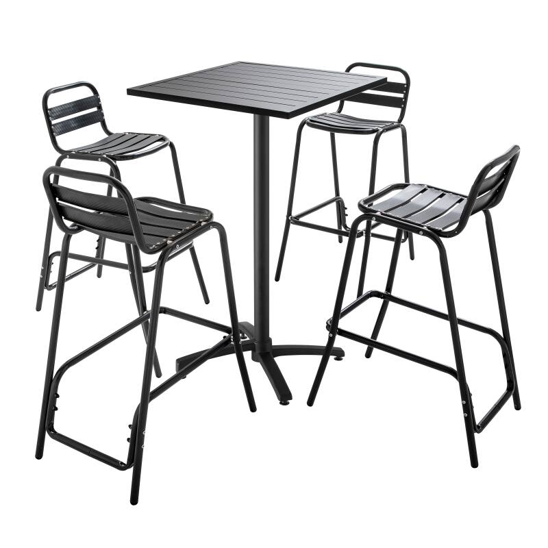 Tavolo da giardino grigio 60 x 60 cm e 4 seggioloni in alluminio