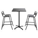 Tavolo alto da giardino grigio 60 x 60 cm e 2 seggioloni in alluminio