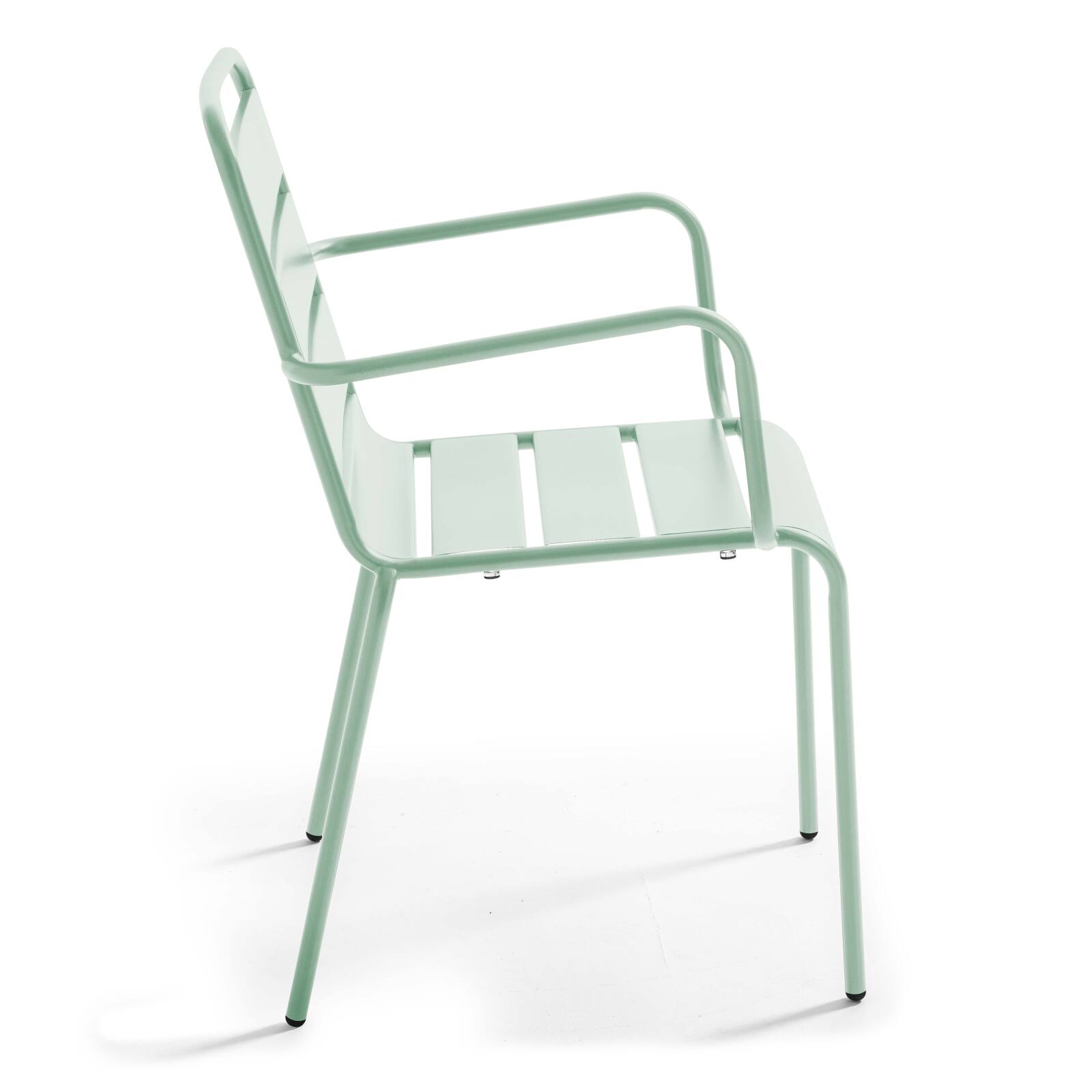 Tavolo da giardino rotondo Ø120 x 72 cm e 6 sedie con braccioli in metallo