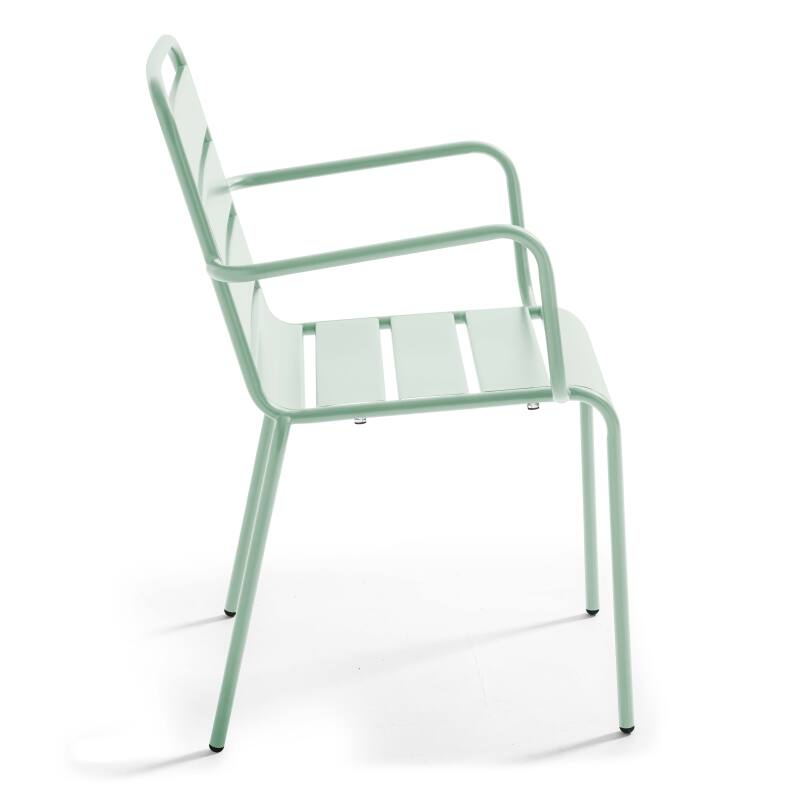 Tavolo da giardino rotondo Ø120 x 72 cm e 6 sedie con braccioli in metallo
