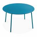 Tavolo da giardino rotondo Ø120 x 72 cm e 6 sedie con braccioli in metallo