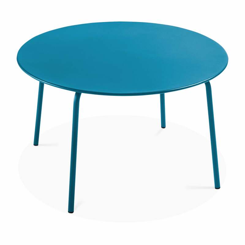 Tavolo da giardino rotondo Ø120 x 72 cm e 6 sedie con braccioli in metallo (2/7)