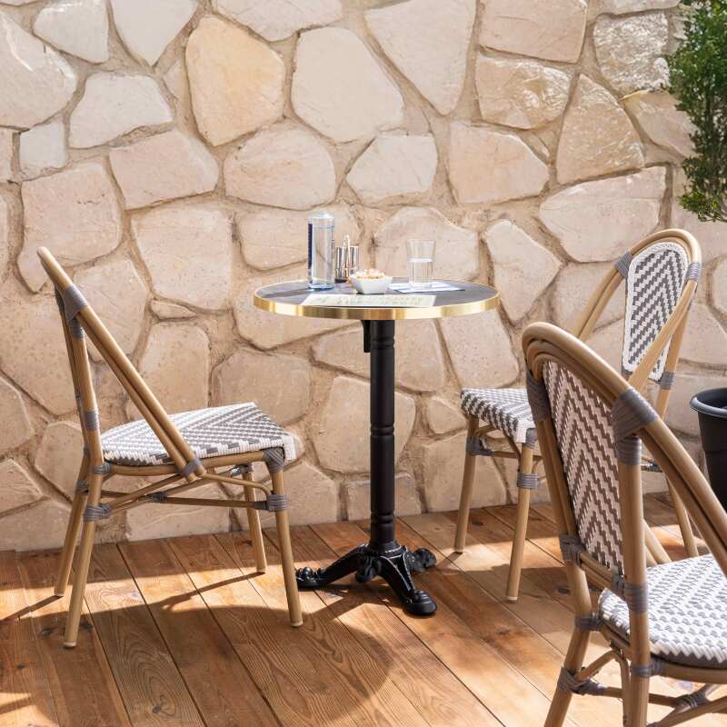 Sedia da giardino in stile bistrot parigino in alluminio e rattan sintetico