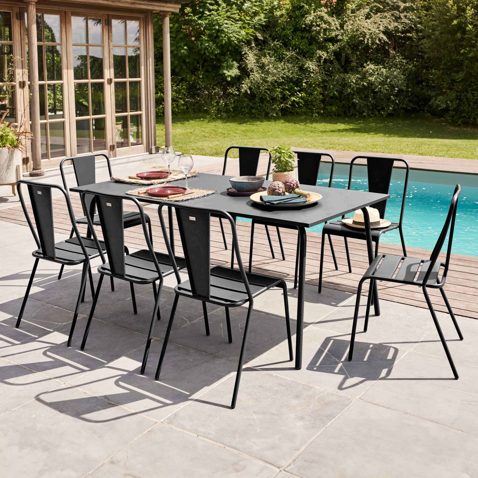 Tavolo da giardino (180 x 90 x 72 cm) in metallo di design