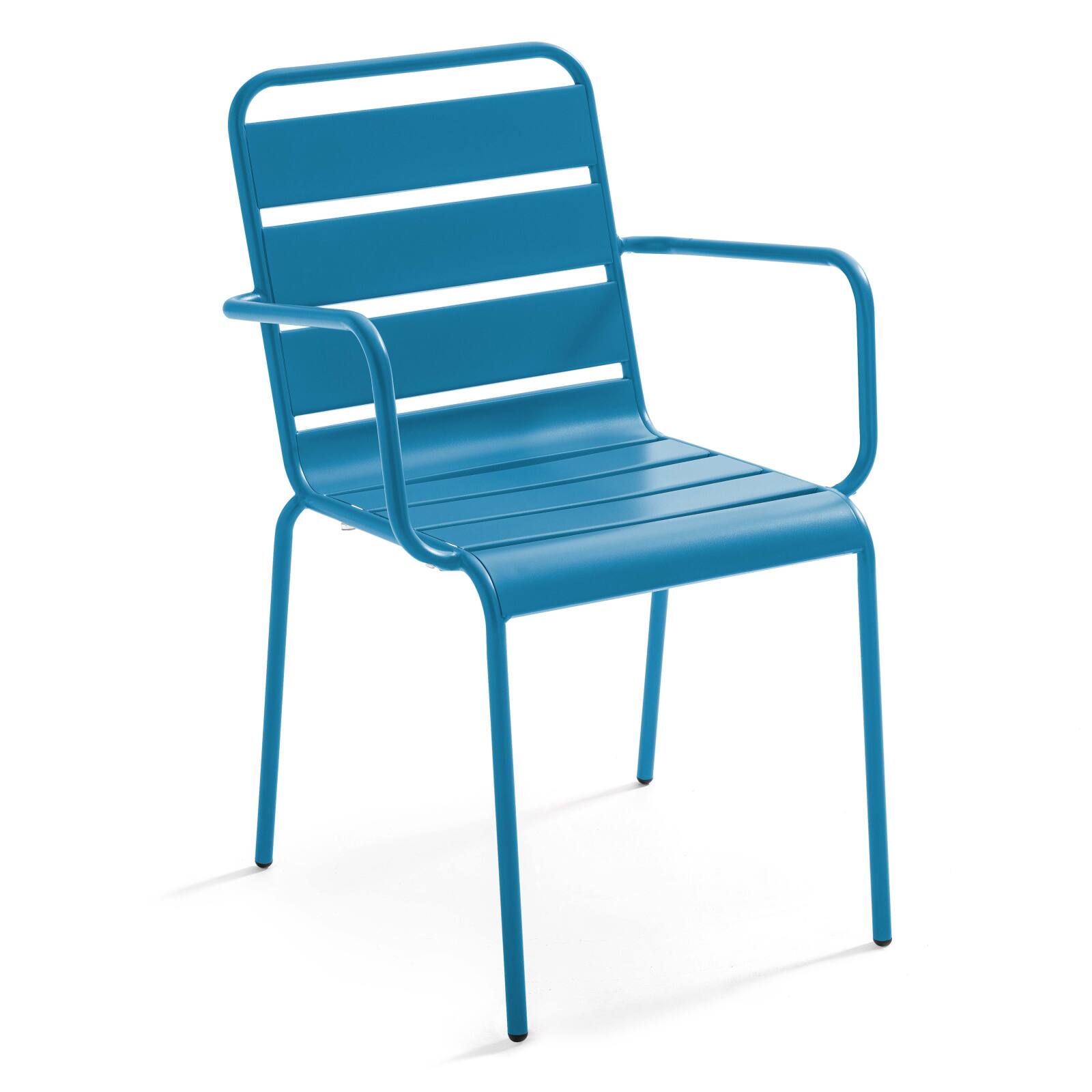Tavolo da giardino rotondo Ø120 x 72 cm e 6 sedie con braccioli in metallo