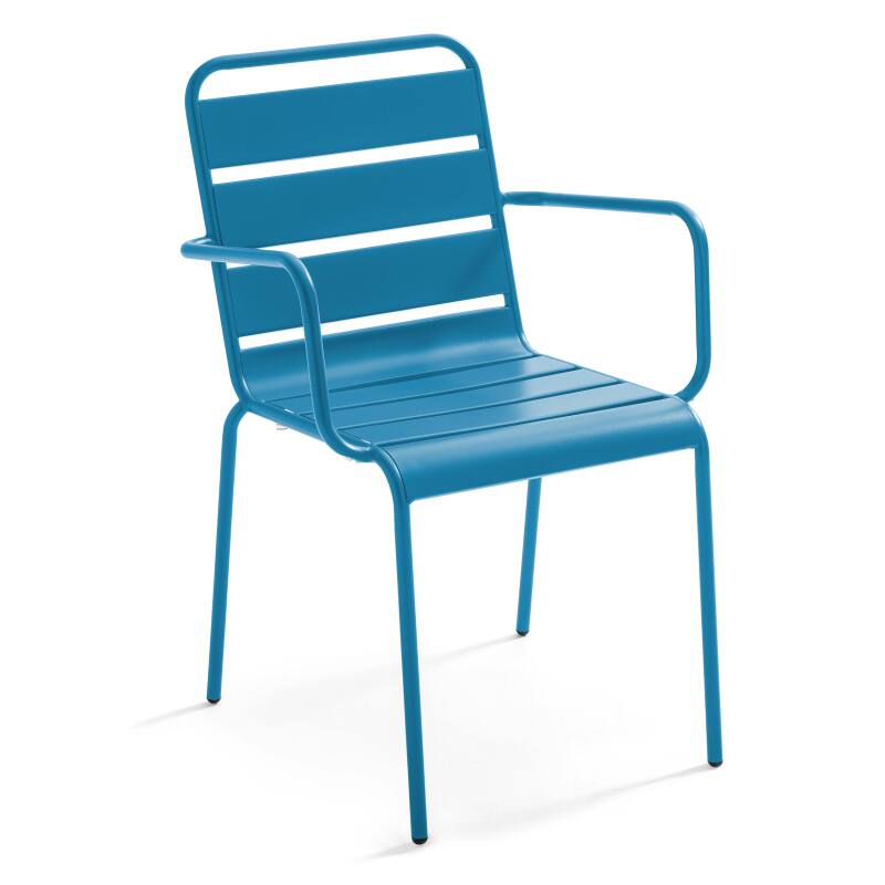 Tavolo da giardino rotondo Ø120 x 72 cm e 6 sedie con braccioli in metallo (5/7)