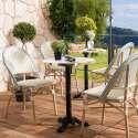 Sedia da giardino in stile bistrot parigino in alluminio e rattan sintetico