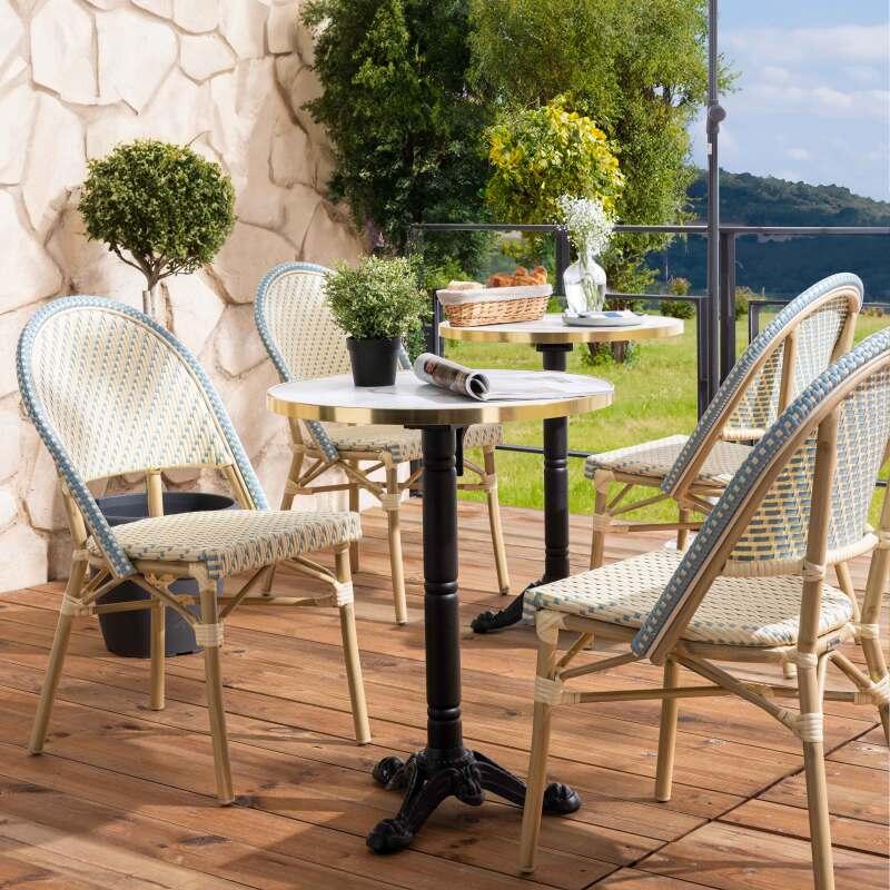 Sedia da giardino in stile bistrot parigino in alluminio e rattan sintetico