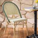 Sedia da giardino in stile bistrot parigino in alluminio e rattan sintetico