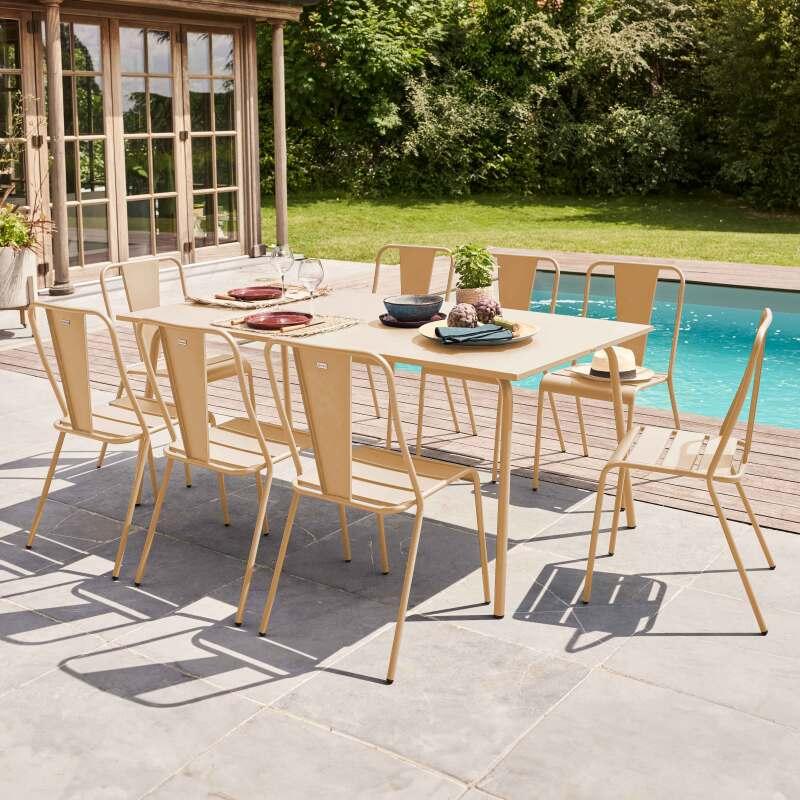 Tavolo da giardino (180 x 90 x 72 cm) in metallo di design (6/7)