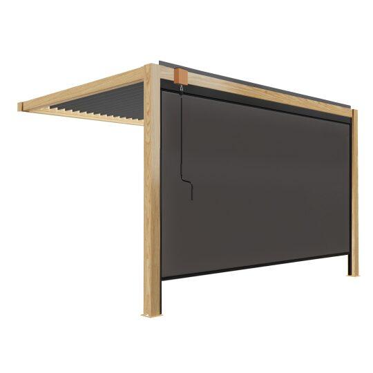 Pergola bioclimatica addossata 3 x 4 m in alluminio con decoro legno con 1 tenda