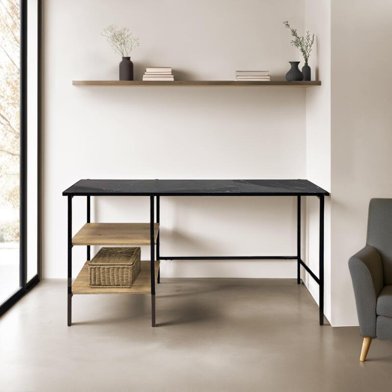 Ufficio con ripiani in marmo e legno di mango