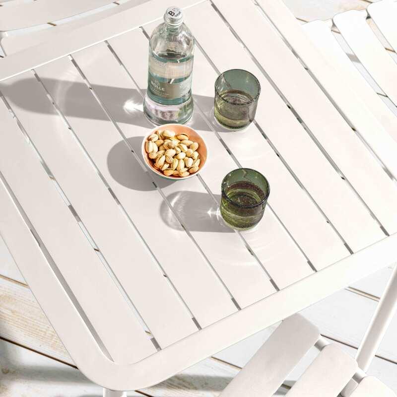 Tavolo da terrazzo quadrato impilabile 70 x 70 cm in alluminio (3/7)