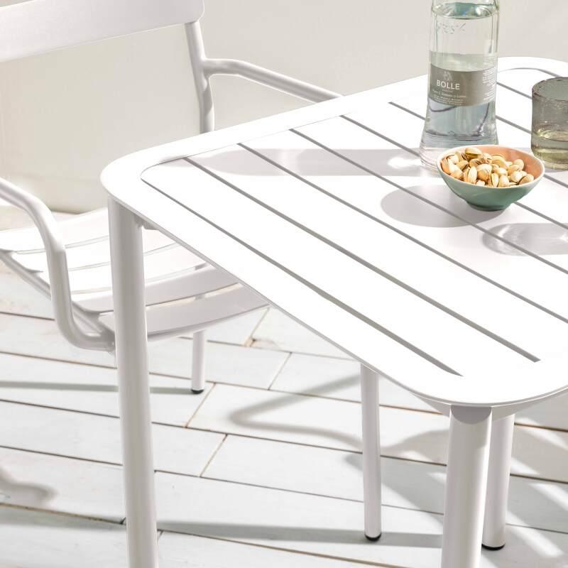 Tavolo da terrazza quadrato 70 x 70 cm e 4 sedie con braccioli in alluminio (2/7)