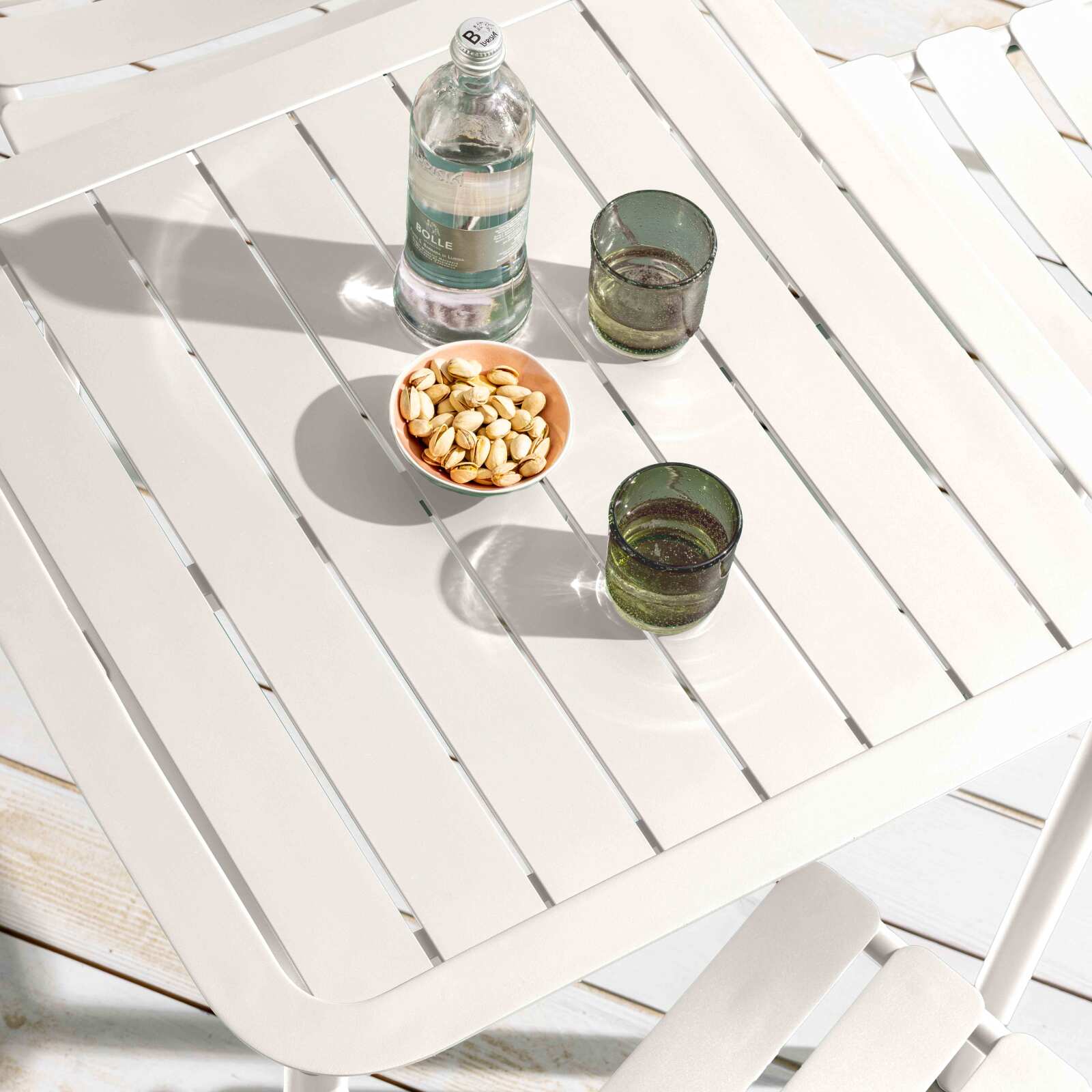 Tavolo da terrazza quadrato 70 x 70 cm e 4 sedie con braccioli in alluminio