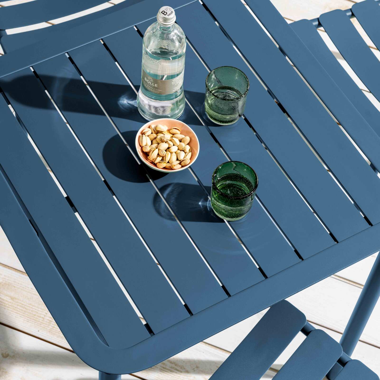 Tavolo da terrazza quadrato 70 x 70 cm e 2 sedie in alluminio