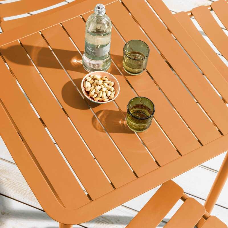 Tavolo da terrazza quadrato 70 x 70 cm e 2 sedie in alluminio (3/7)