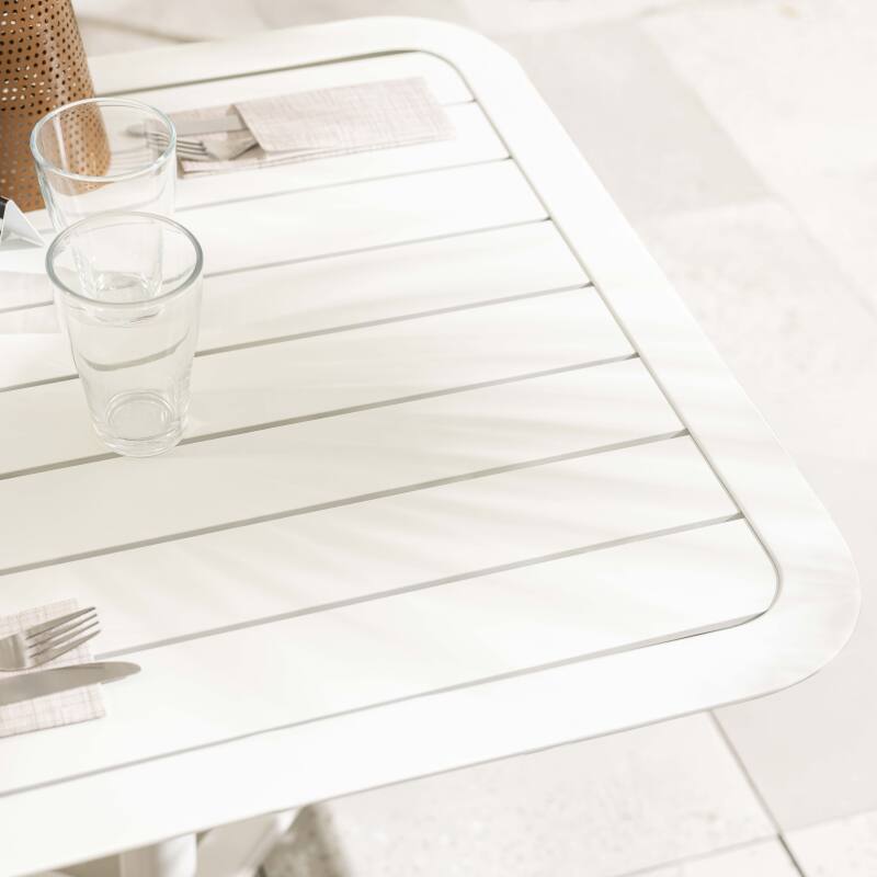 Piano tavolo da terrazza quadrato 70 x 70 cm in alluminio (4/6)