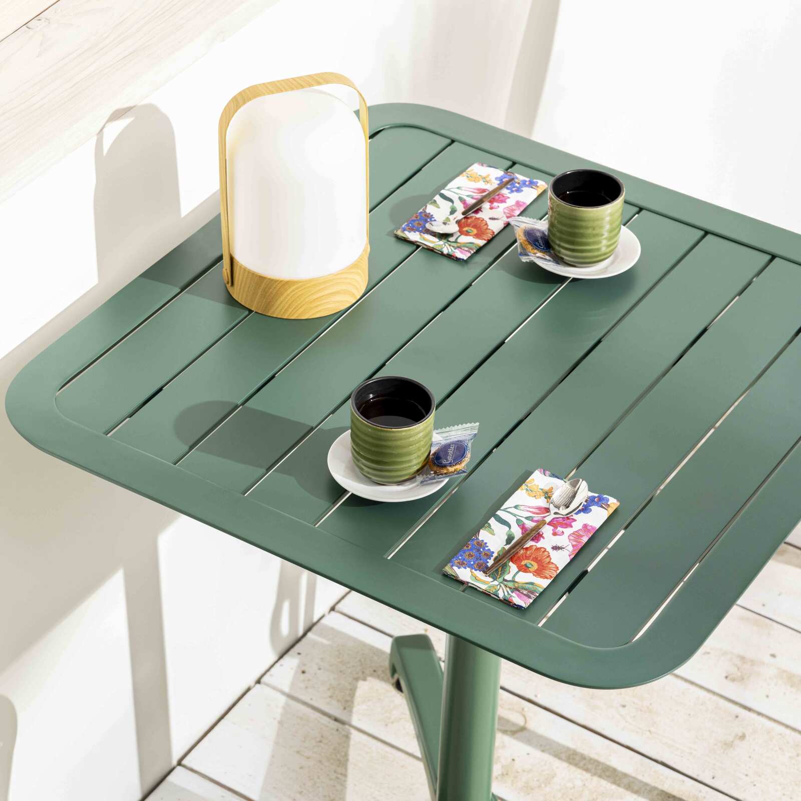 Piano tavolo da terrazza quadrato 60 x 60 cm in alluminio