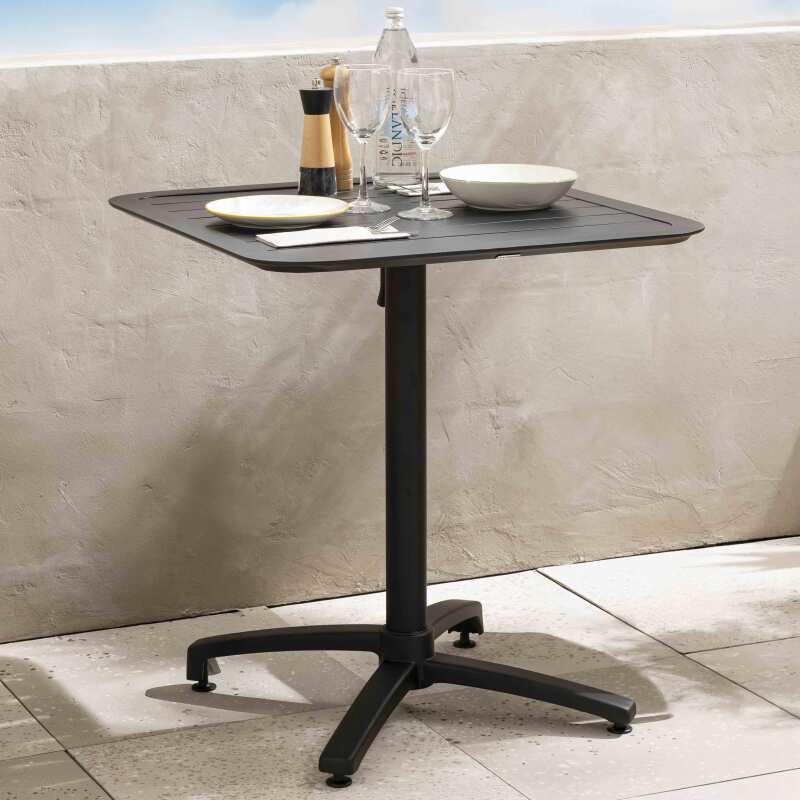 Piano tavolo da terrazza quadrato 60 x 60 cm in alluminio