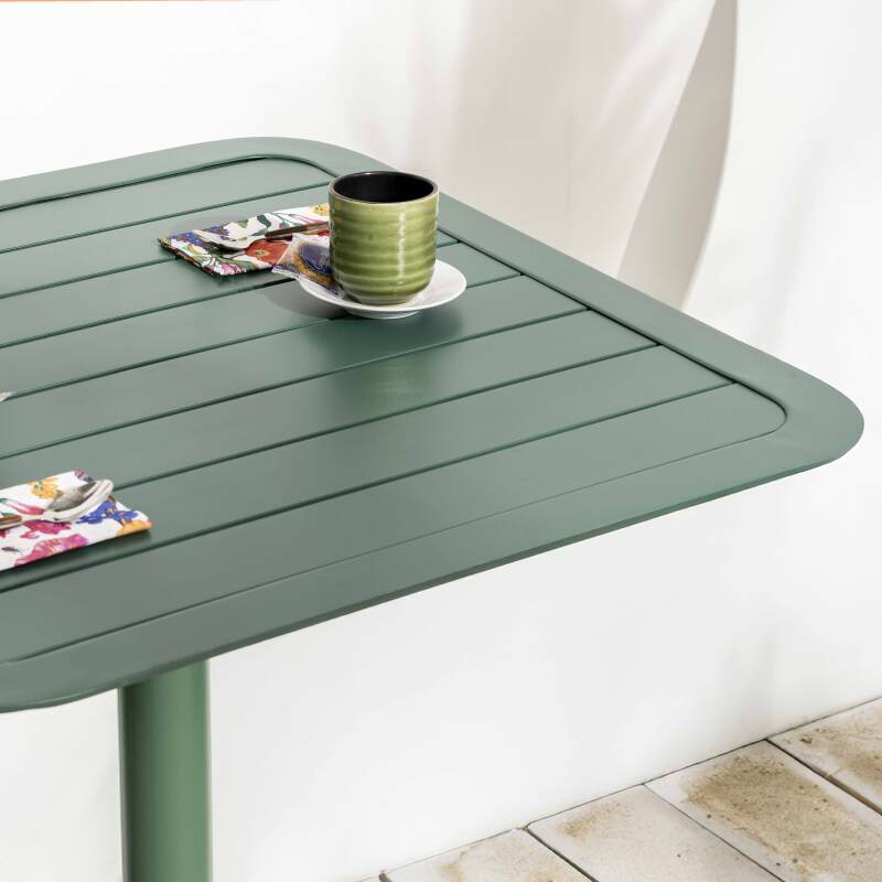 Piano tavolo da terrazza quadrato 60 x 60 cm in alluminio (5/6)