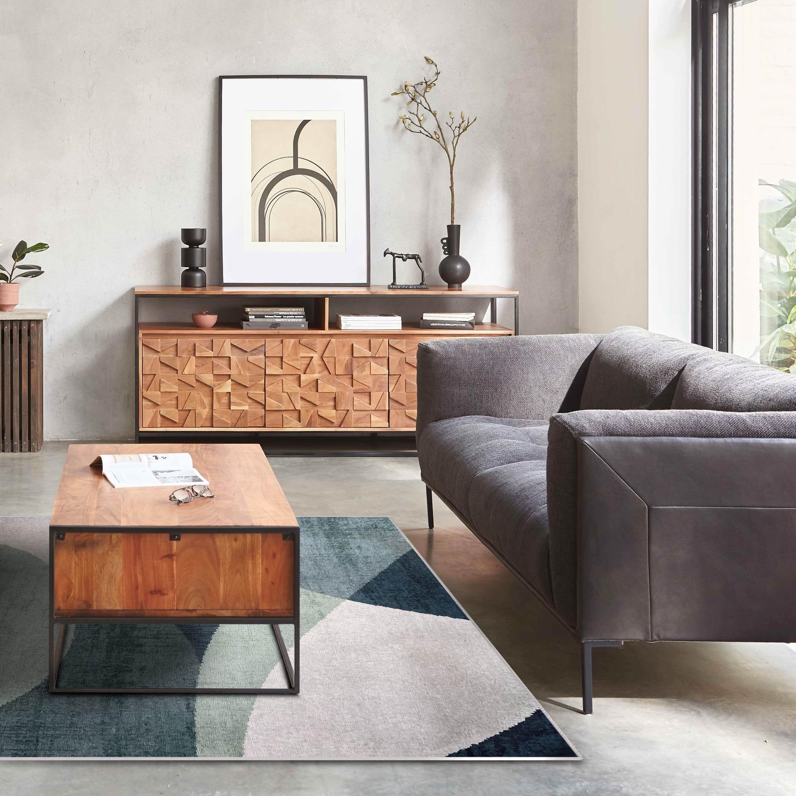 Tappeto rettangolare in ciniglia di poliestere a pelo corto 