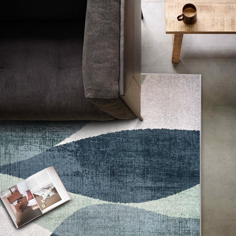 Tappeto rettangolare in ciniglia di poliestere a pelo corto 