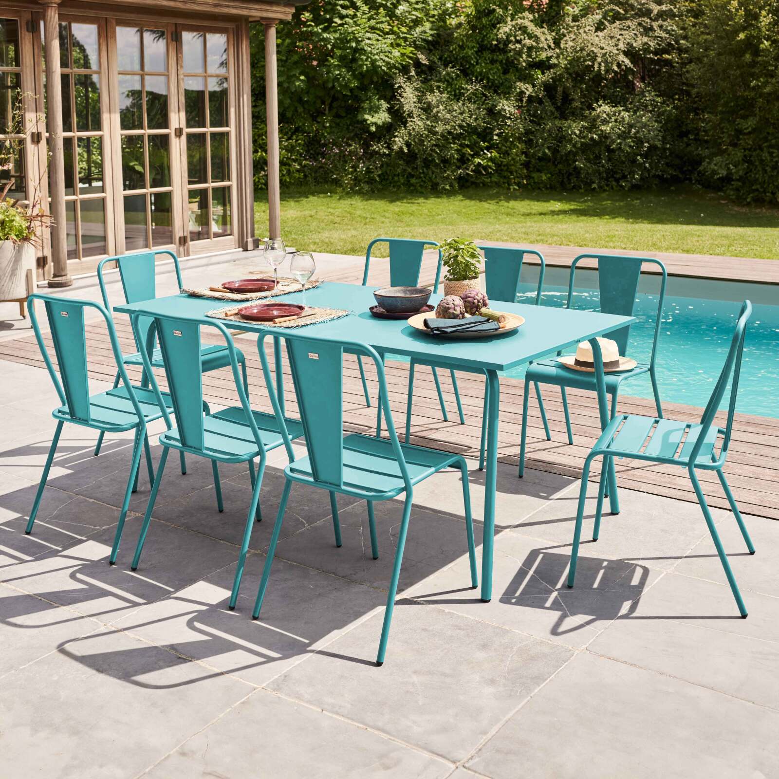 Tavolo da giardino (180 x 90 x 72 cm) in metallo di design