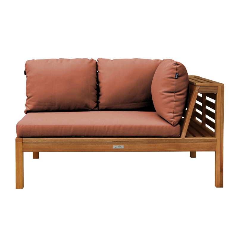 Salotto da giardino basso ad angolo per 4 persone con tavolo in legno di eucalipto FSC®