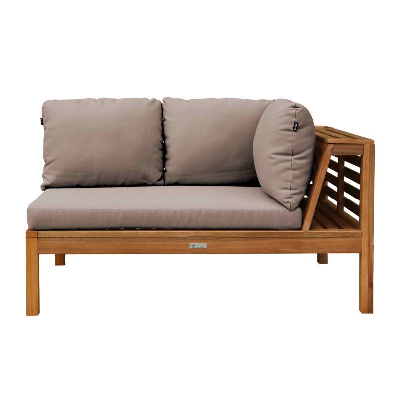 Salotto da giardino basso ad angolo a 5 posti con tavolo in legno di eucalipto FSC®