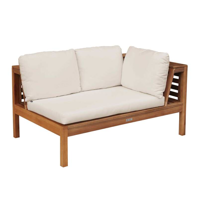 Salotto da giardino basso ad angolo a 5 posti con tavolo in legno di eucalipto FSC®