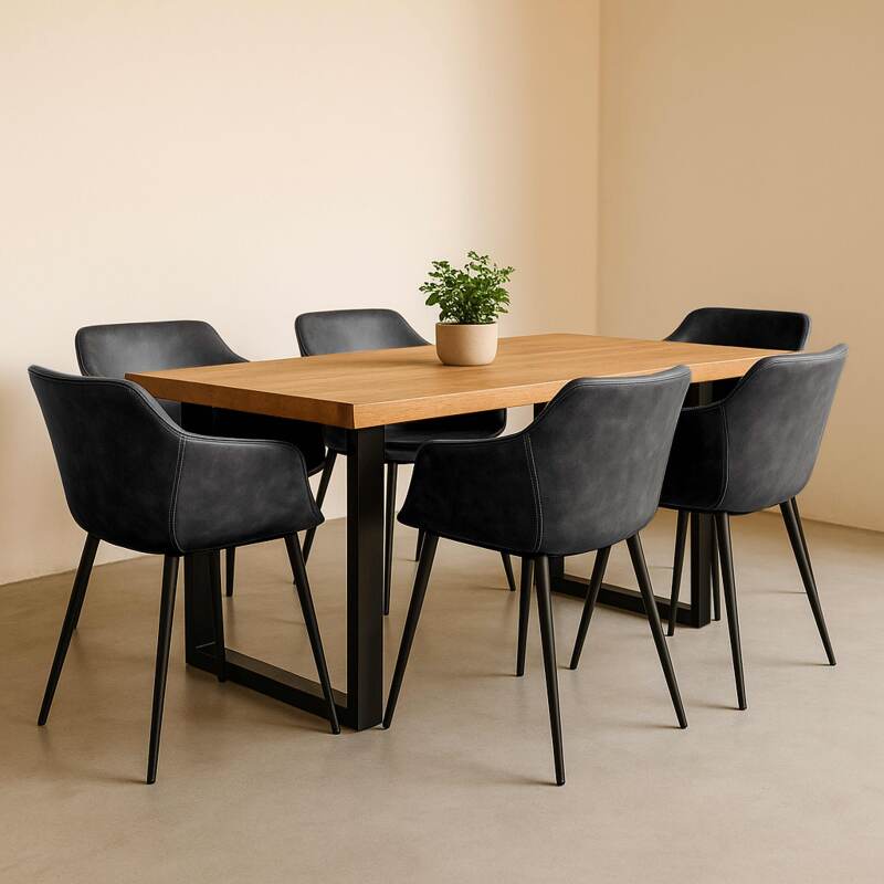 Set di 2 poltrone industriali in acciaio e tessuto rivestito