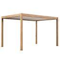Pergola bioclimatica autoportante 4x3m motorizzata effetto legno tetto in alluminio bianco con illuminazione a led