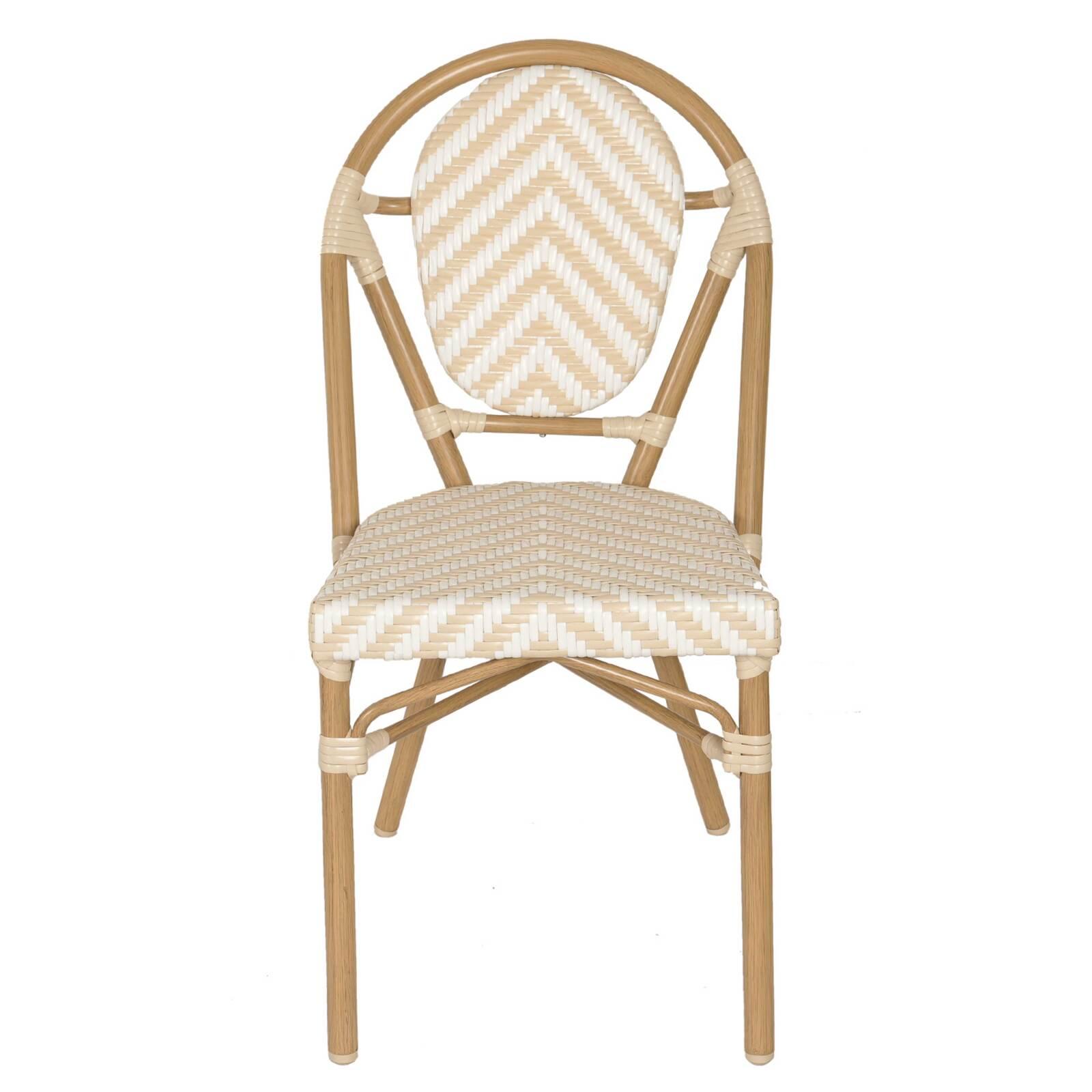 Sedia da giardino in stile bistrot parigino in alluminio e rattan sintetico